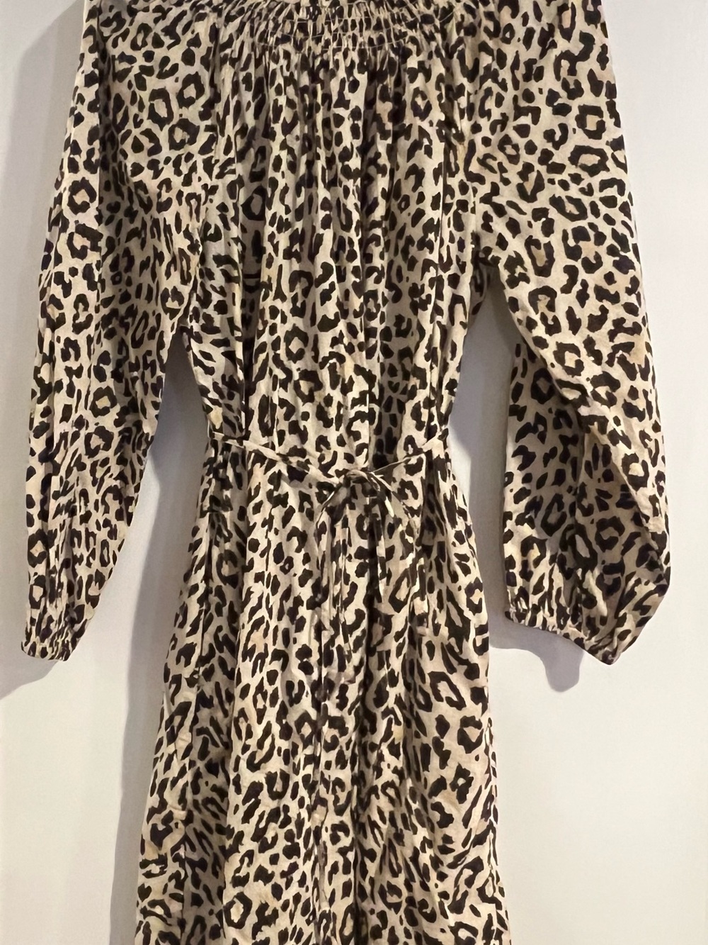 J. Crew Animal-Print Tie-Waist Midi Dress in Beige and Black